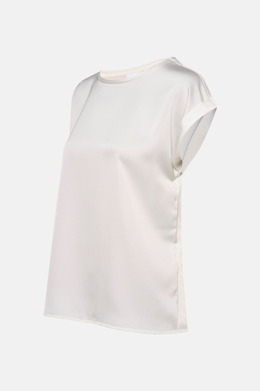Wit T-shirt met korte mouwen van VILA®, van satijnen stof met omgeslagen zomen.