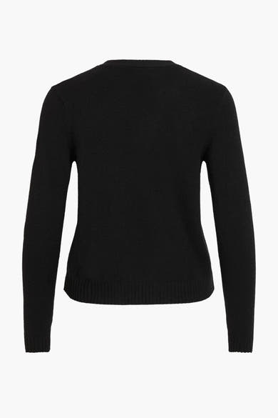 Gilet noir par VILA® avec une texture tricotée et des manches longues, vu de dos.