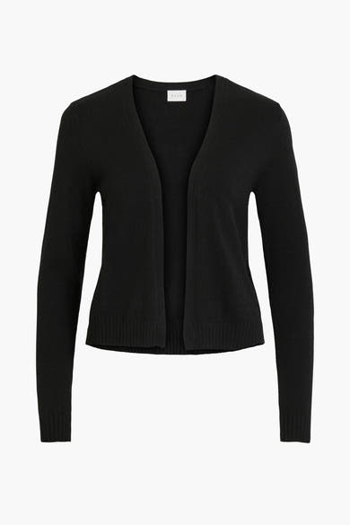Gilet noir de VILA, en maille fine, à manches longues et coupe courte.