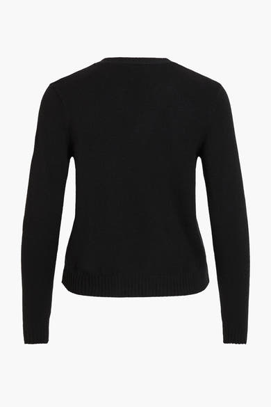 Gilet noir de VILA, en maille fine, avec manches longues et ourlet côtelé.