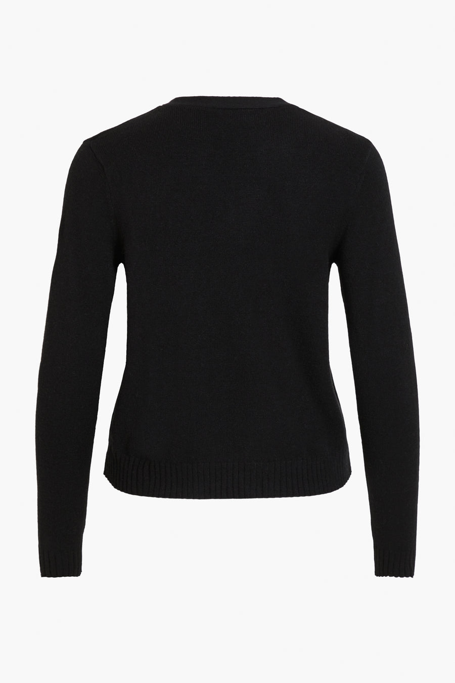 Gilet noir de VILA, en maille fine, avec manches longues et ourlet côtelé.