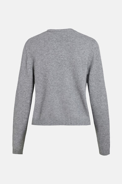 Cardigan gris de VILA, maille fine unie, coupe droite et manches longues.
