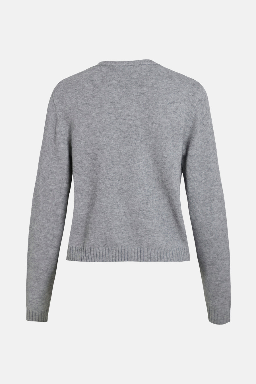 Cardigan gris de VILA, maille fine unie, coupe droite et manches longues.
