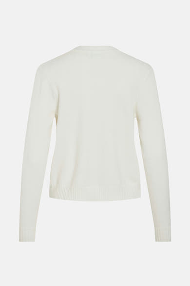 Cardigan blanc de VILA, en tricot fin, avec une coupe classique et des manches longues.
