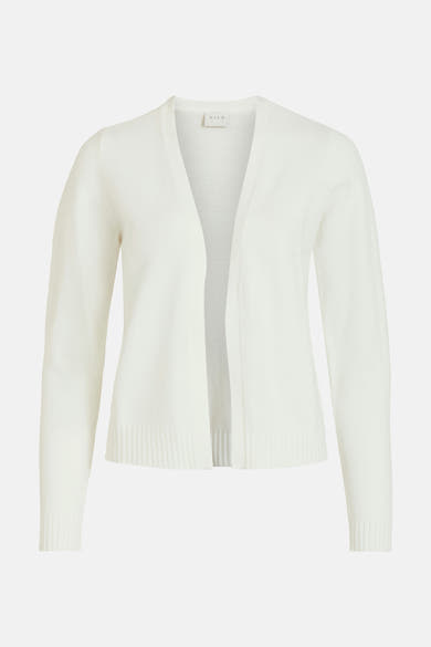 Cardigan blanc de VILA, en maille fine unie, avec une coupe ouverte sur le devant.
