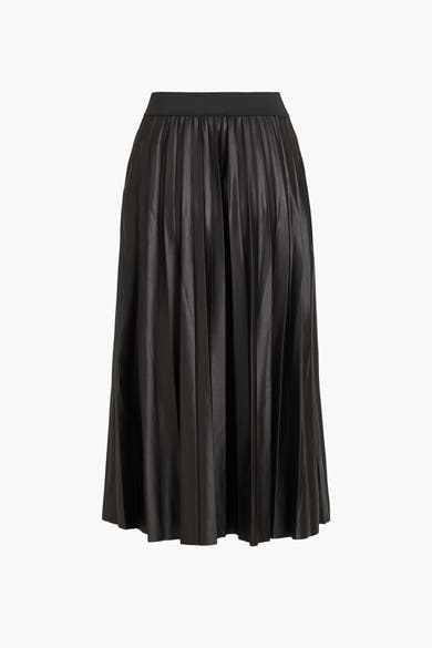 Zwarte geplooide midi-rok van VILA, met elastische tailleband.