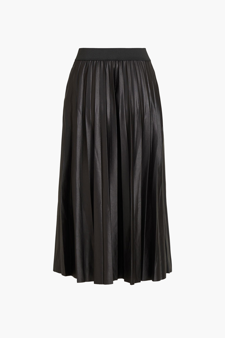 Zwarte geplooide midi-rok van VILA, met elastische tailleband.