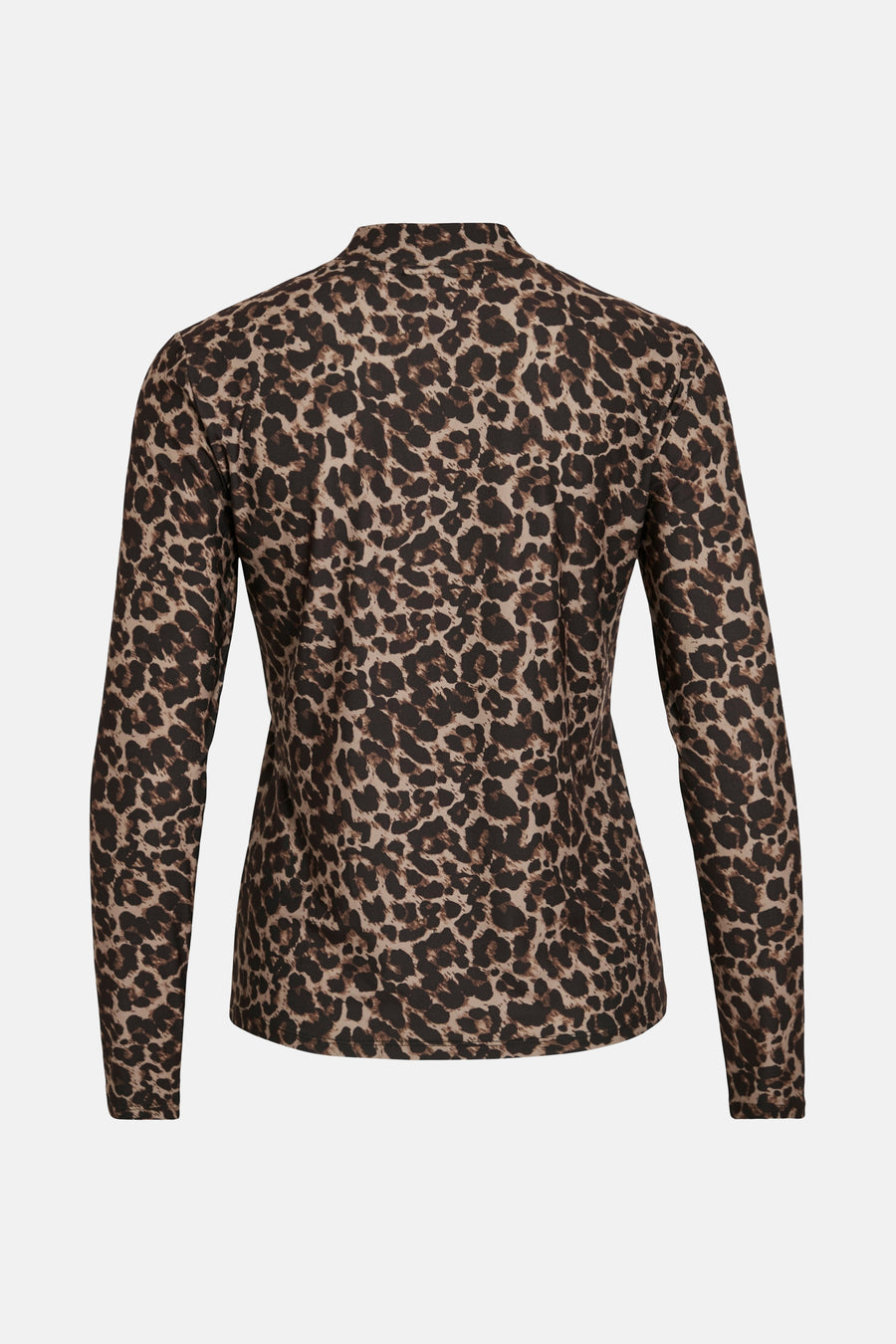 T-shirt à manches longues marron par VILA® avec motif léopard sur l'ensemble.
