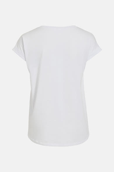 Top uni blanc de VILA®, manches courtes avec revers et coupe droite.
