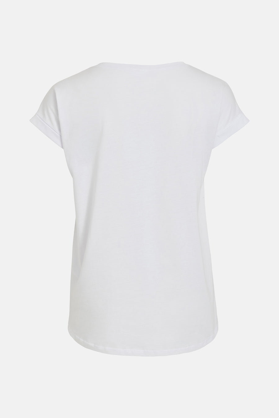 Top uni blanc de VILA®, manches courtes avec revers et coupe droite.