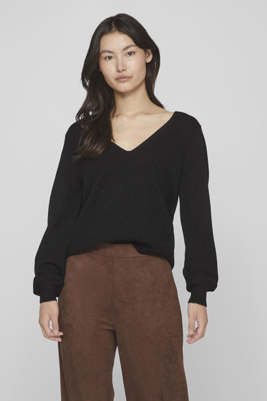 Pull col V Noir - VILA®