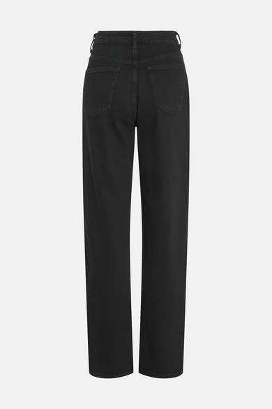 Rechte zwarte denim jeans van VILA, achterkant met achterzakken.