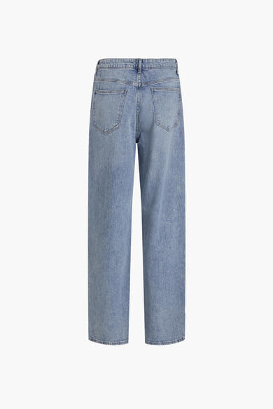 Wijde blauwe jeans van VILA, rechte pasvorm, met achterzakken en denimtextuur.