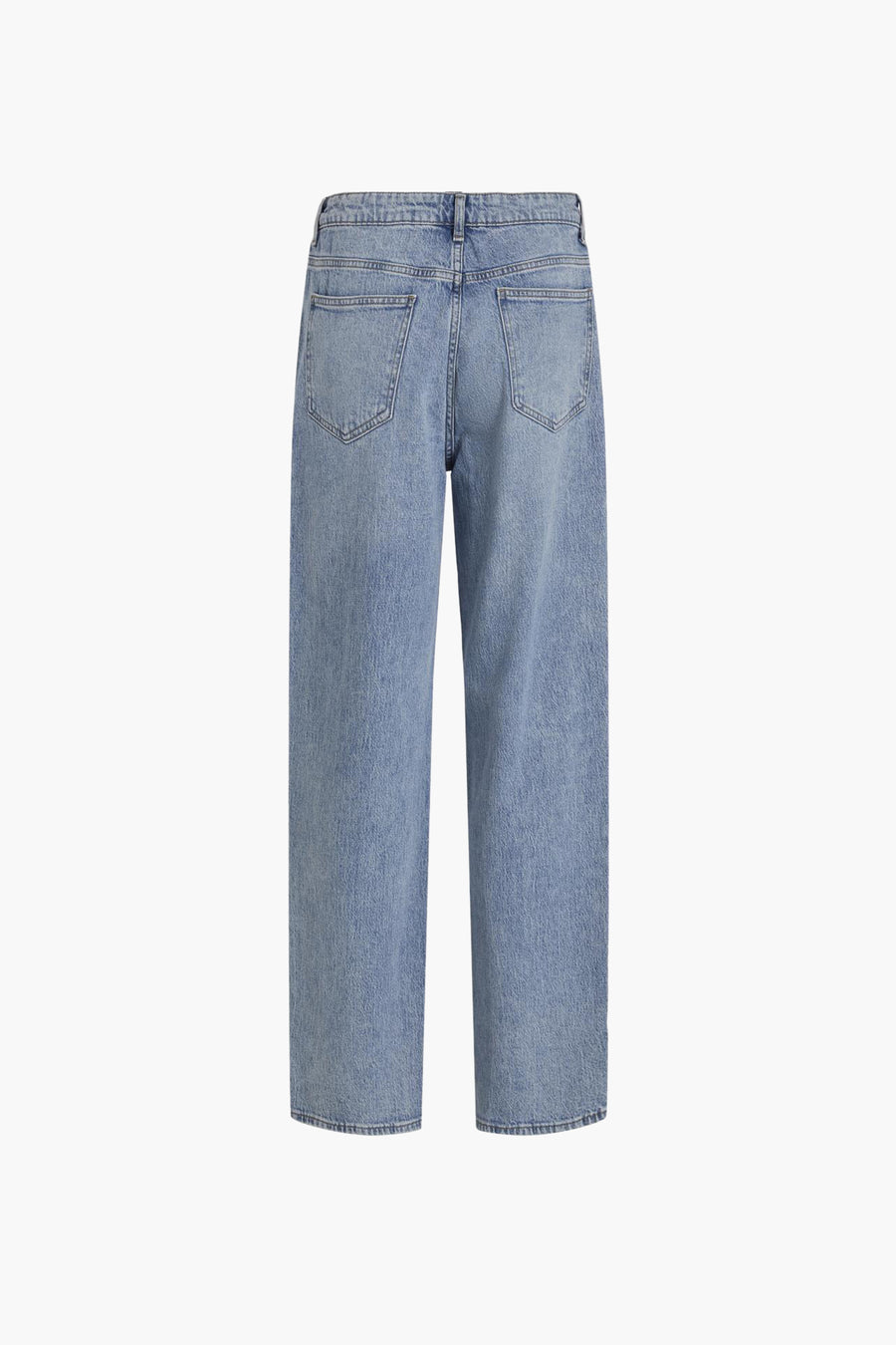 Wijde blauwe jeans van VILA, rechte pasvorm, met achterzakken en denimtextuur.
