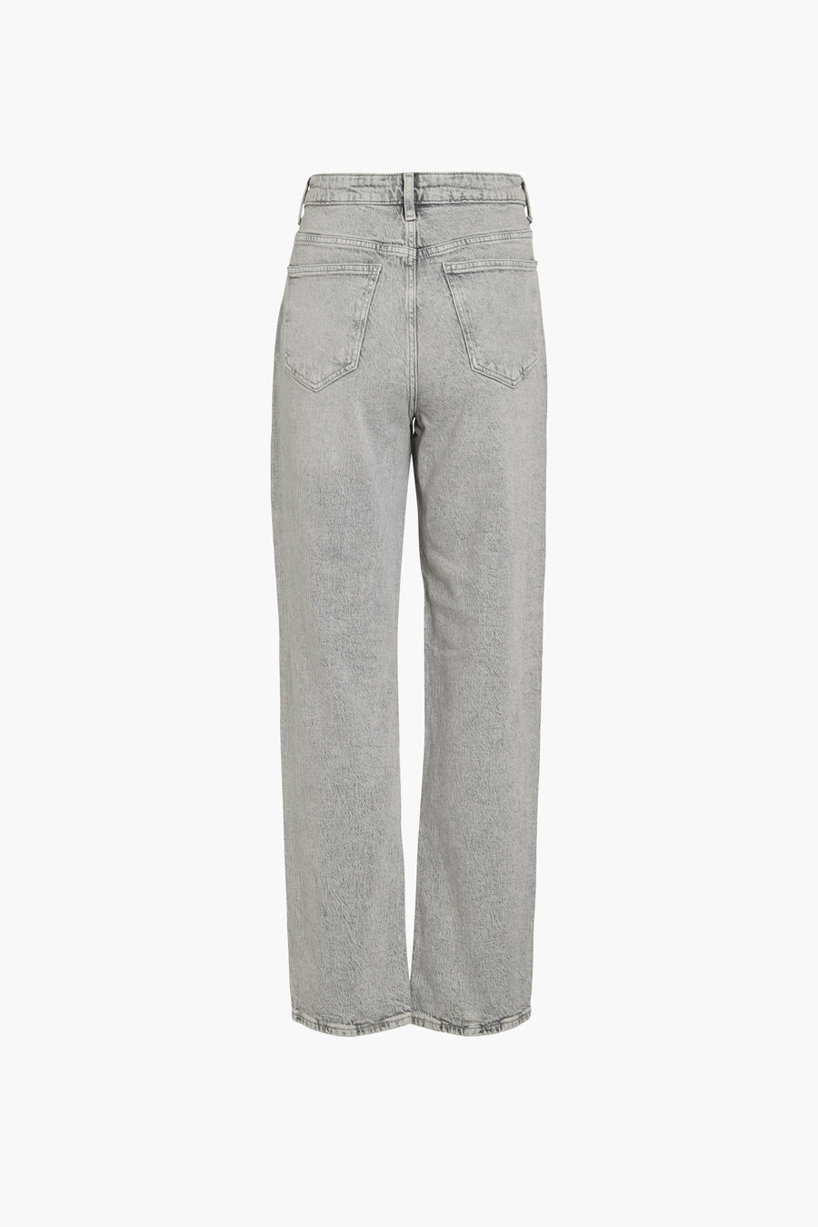 Lichtgrijze rechte jeans van VILA, achterkant, met opgestikte zakken en een egale wassing.