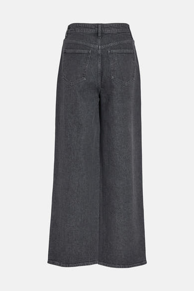Grijze wijde jeans van VILA, met achterzakken en een losse pasvorm.