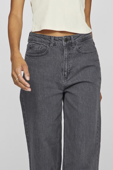 Grijze wijde jeans van VILA®, met een relaxte pasvorm en hoge taille.