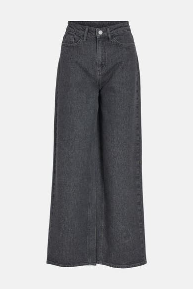 Grijze wijde broek van VILA, met een losse pasvorm en een hoge taille.