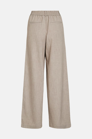 Beige broek van VILA® met elastische tailleband en zichtbare achterzakken.