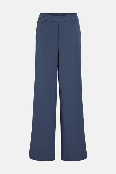 Pantalon bleu de VILA®, coupe ample et taille élastique, sur fond neutre.