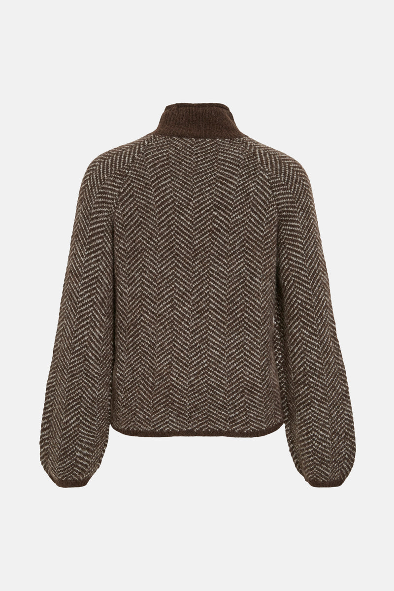 Pull met rolkraag - bruin