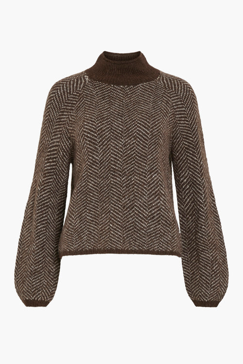 Pull met rolkraag - bruin