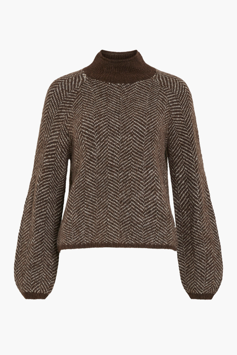 Pull met rolkraag - bruin