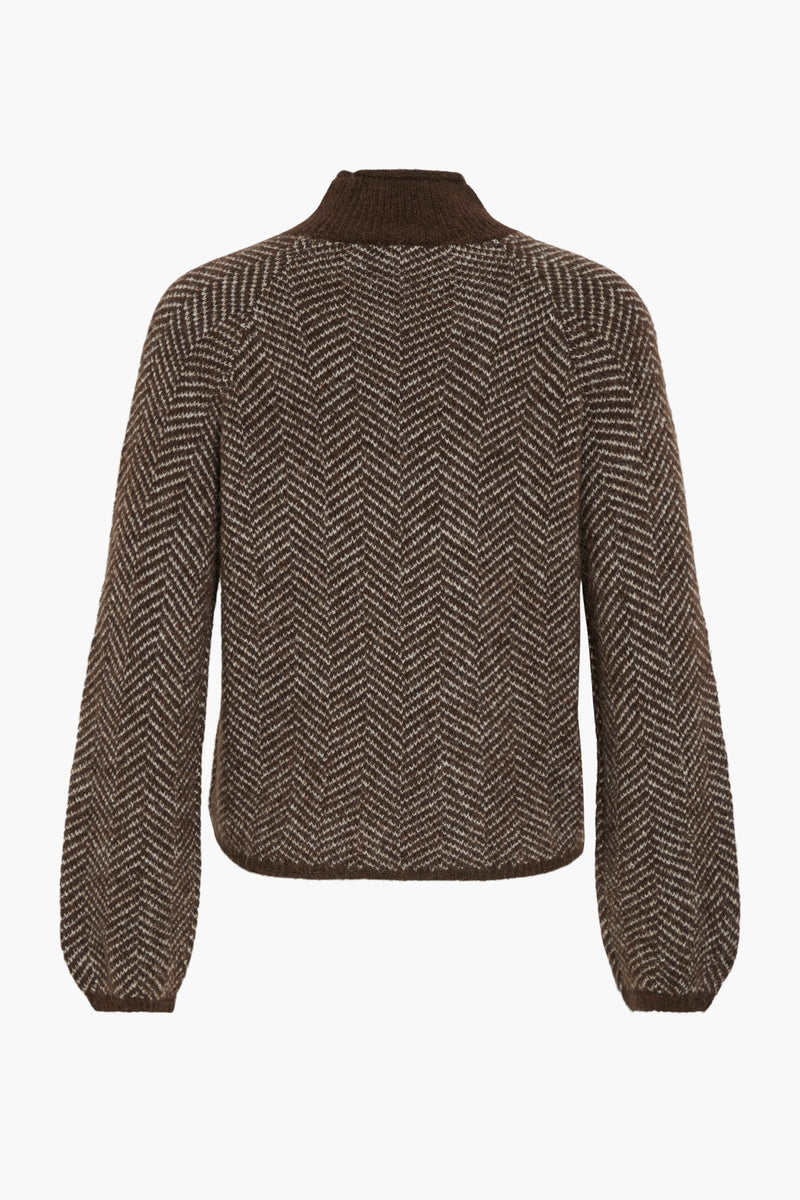 Pull met rolkraag - bruin