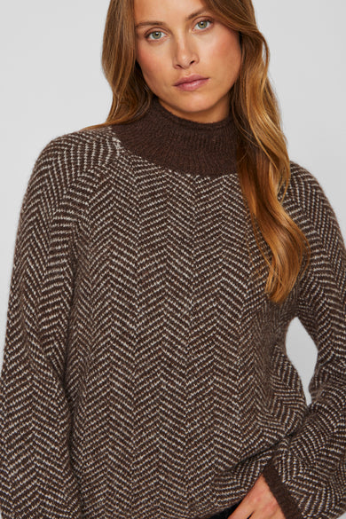 Pull met rolkraag - bruin