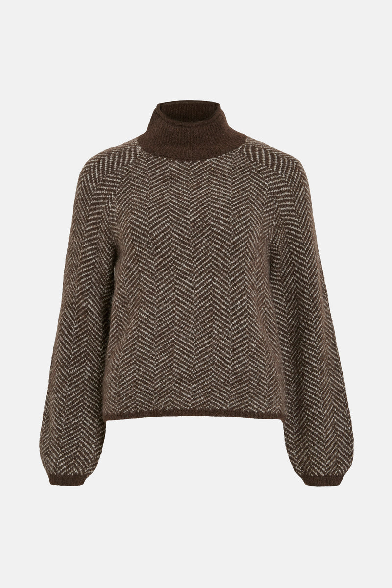 Pull met rolkraag - bruin