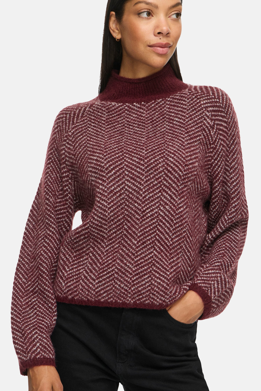 Pull à col roulant - Bordeaux