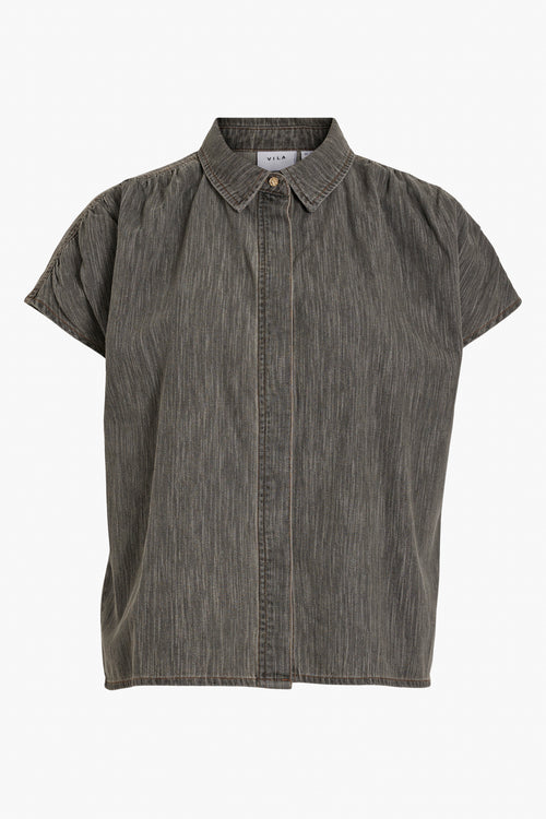 VIMALLY BAT SLEEVE TOP LIGHT GREY DENIM