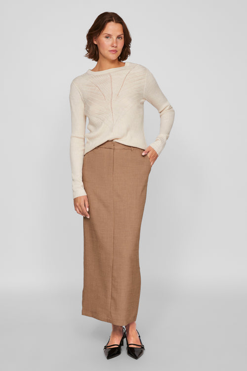 VIOLINA O-NECK L/S RIB KNIT TOP