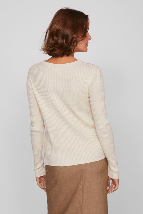 VIOLINA O-NECK L/S RIB KNIT TOP