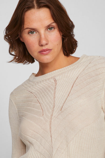 Pull col rond Beige - VILA®