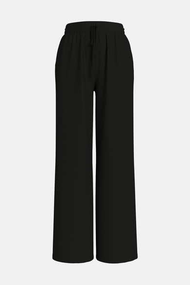 Pantalon coloré noir de VILA®, coupe ample et taille élastique avec cordon de serrage.