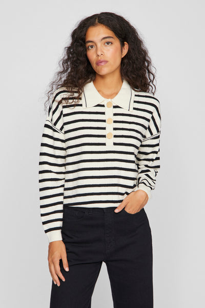 Pull col V Écru - VILA®