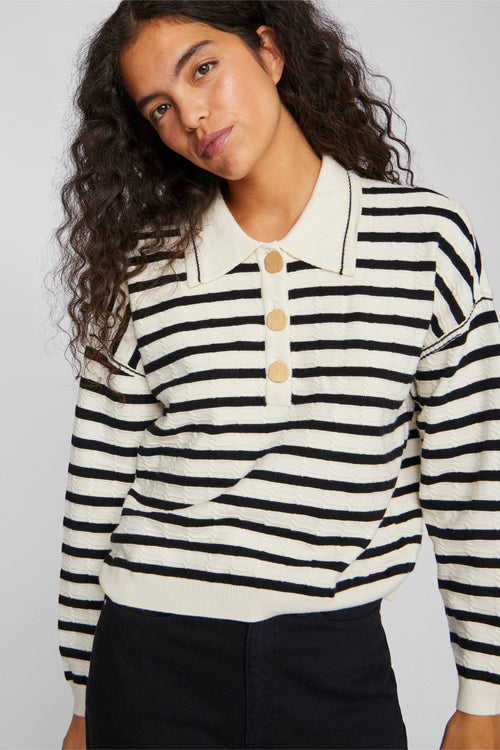 VIMALFINE L/S POLO KNIT TOP