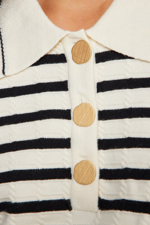 VIMALFINE L/S POLO KNIT TOP