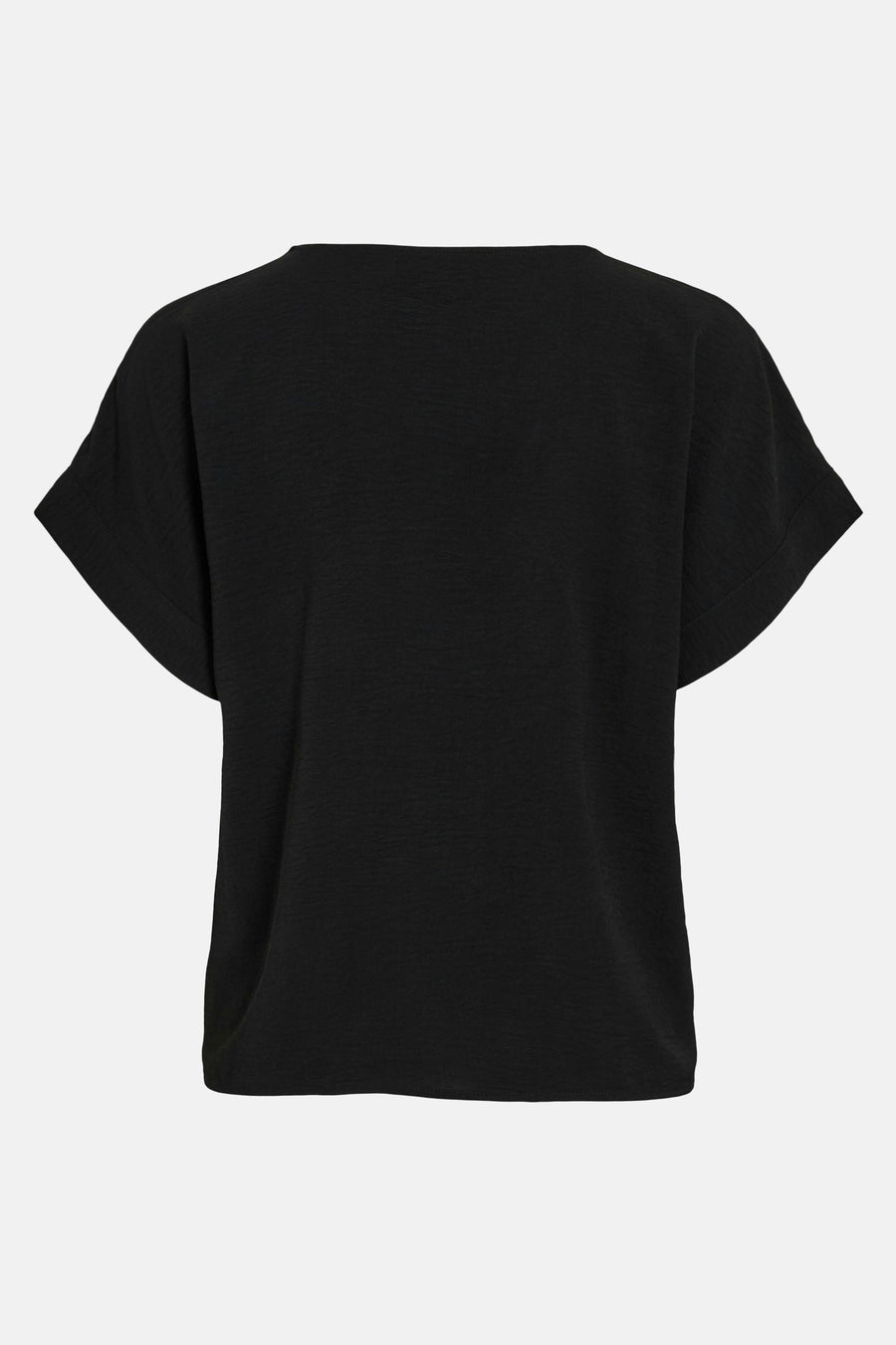 Zwart T-shirt met korte mouwen van VILA, met een subtiele textuur en een afgeronde zoom.