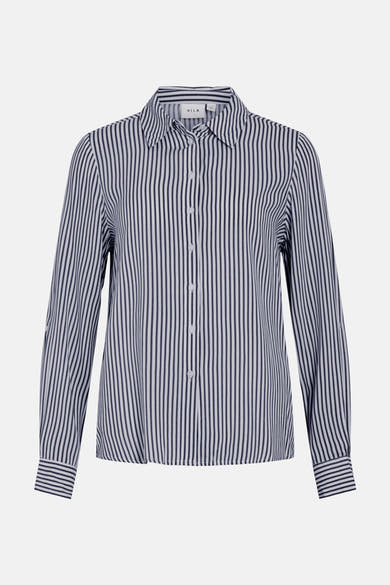 Blauwe gestreepte blouse met lange mouwen van Vila, met knoopsluiting aan de voorkant.