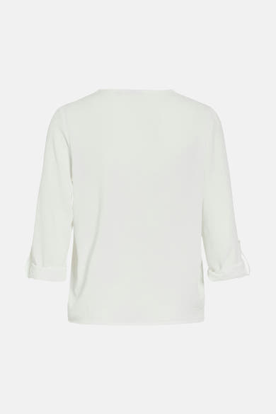 Wit blouse met lange mouwen van VILA®, met opgerolde mouwen en een getextureerde stof.