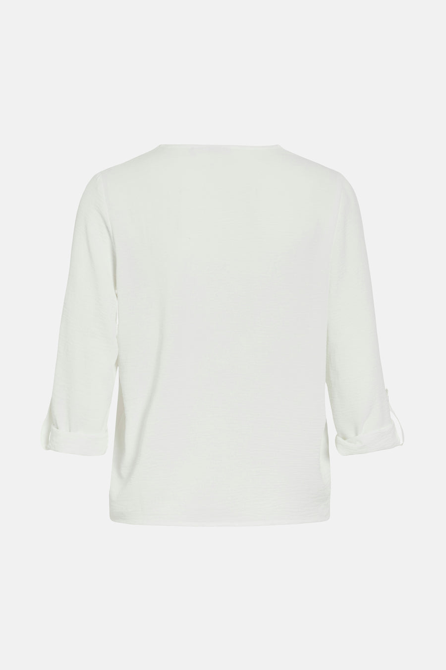 Wit blouse met lange mouwen van VILA®, met opgerolde mouwen en een getextureerde stof.