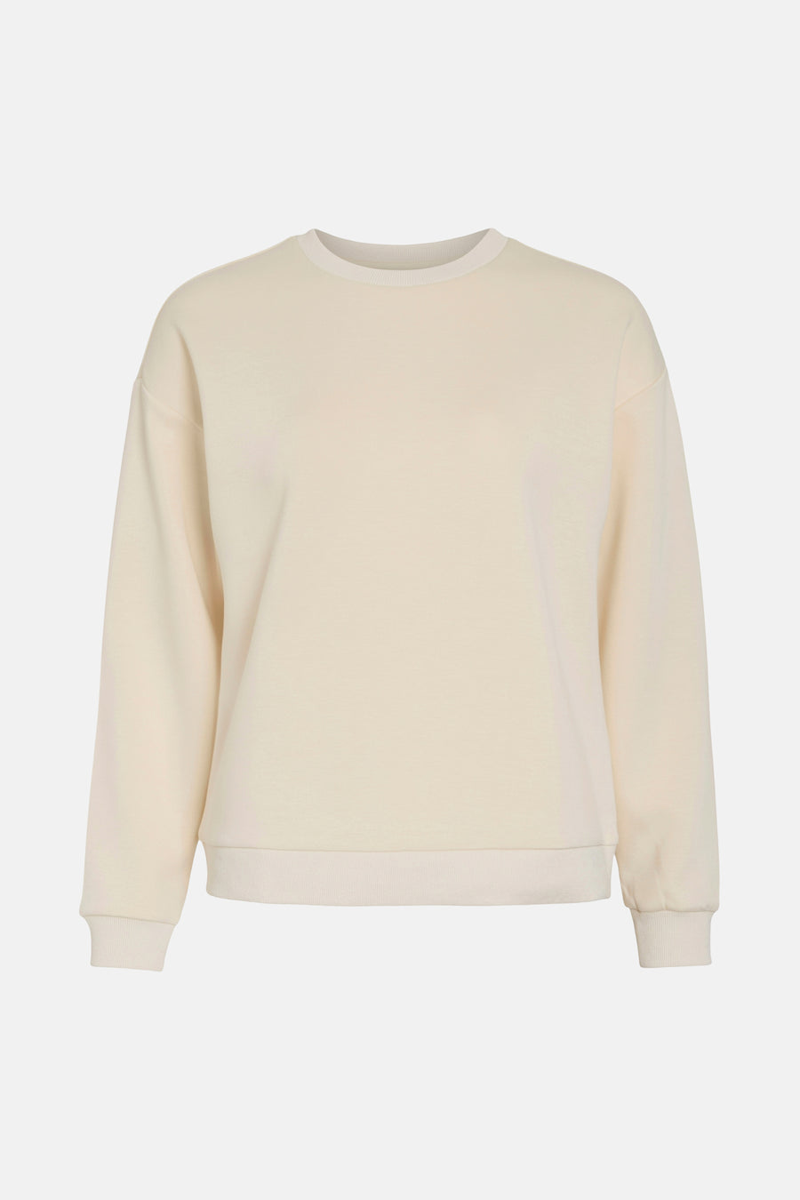Beige sweater van VILA, relaxte pasvorm met ronde hals en ton-sur-ton geribde boorden.
