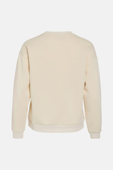 Beige sweater van VILA, relaxte pasvorm, met een ronde hals en geribbelde boorden.