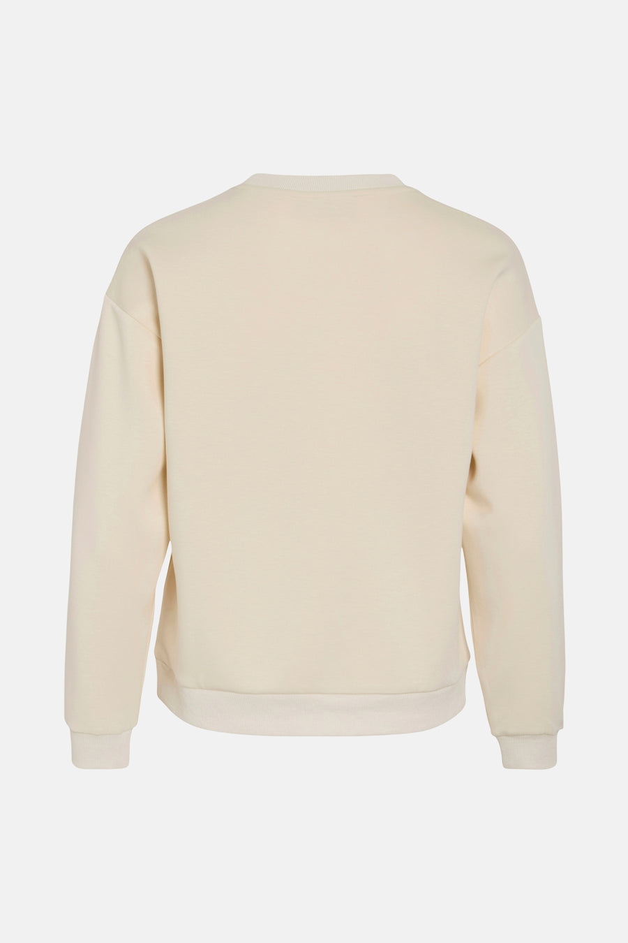 Beige sweater van VILA, relaxte pasvorm, met een ronde hals en geribbelde boorden.