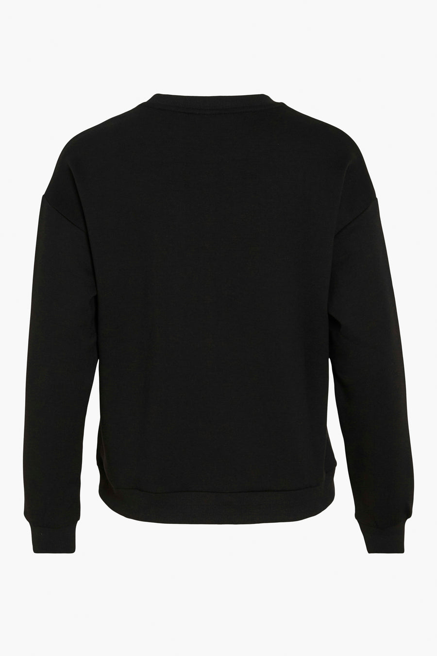 Zwart sweatshirt van VILA, relaxte pasvorm met lange mouwen en een ronde hals, achterzijde.