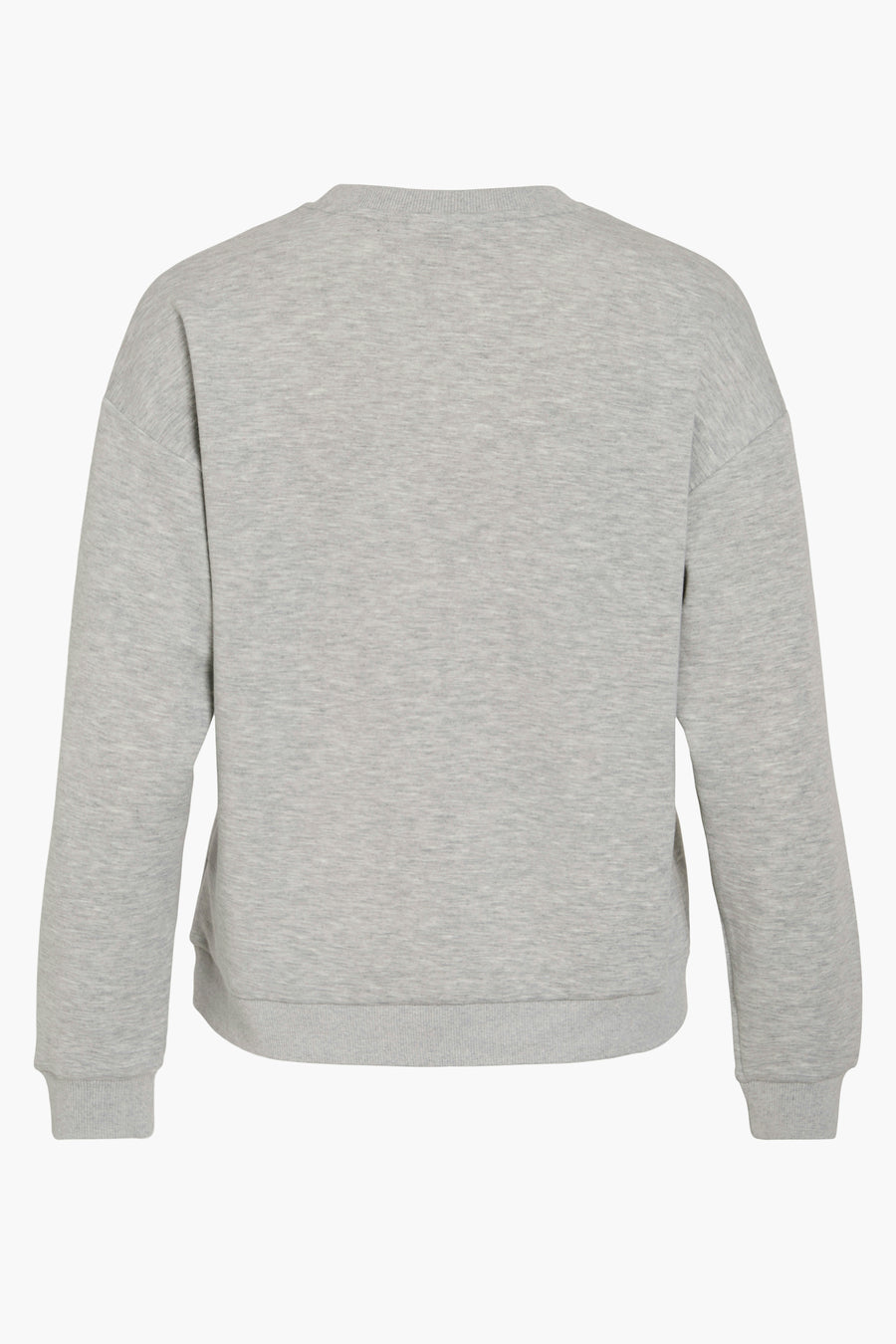 Sweat gris de VILA, vue arrière, en molleton doux avec poignets et ourlet côtelés.