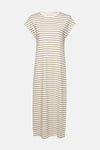 Robe beige à rayures, à manches courtes par VILA®, coupe droite et longueur midi.