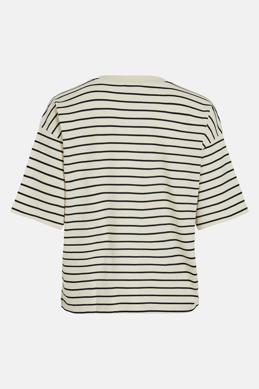 Beige gestreept T-shirt met korte mouwen van VILA®, achterzijde.